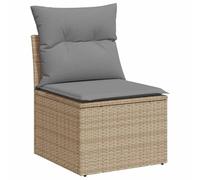 Qnhdfrt Sedia Giardino Senza Braccioli in Polyrattan Beige con Cuscini | Ideale per balcone e terrazzo, questa poltrona modulare offre un pratico contenitore salvaspazio sotto la seduta.