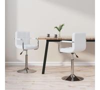 Qnhdfrt Sedia girevole per sala da pranzo, set da 2 pezzi, in ecopelle, altezza regolabile 71-85,5 cm, struttura in acciaio cromato, moderna Dining Chair con bracciolo, per sala da pranzo, cucina