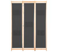 Qnhdfrt Separè Divisorio 3 Pannelli Legno e Tessuto Grigio 120x170 cm