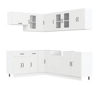 Qnhdfrt Set 11 Mobili da Cucina Componibili Kalmar Bianco | Arreda la tua cucina con questo set modulare in legno multistrato, dotato di piedini regolabili e montaggio a parete.