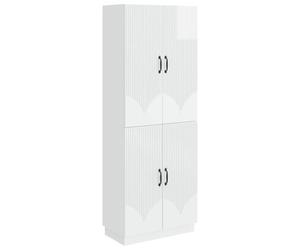Qnhdfrt Set 2 Armadi Da Soggiorno Bianco Lucido Mobile E Pensile | Mobile multifunzione 2 pezzi con 4 ripiani e 4 ante in legno ingegnerizzato, ideale per organizzare soggiorno e corridoio.