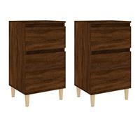 Qnhdfrt Set 2 Comodini Camera da Letto Rovere Marrone 40x35x70 cm | Tavolini stabili in legno ingegnerizzato e eucalipto con vani portaoggetti per la zona notte o salotto.