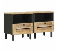 Qnhdfrt Set 2 Comodini da Notte in Legno di Mango Massello, 40x33x46 cm | Mobili contenitori compatti con cassetti per organizzare la camera da letto o la zona notte ottimizzando lo spazio.