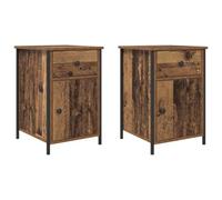 Qnhdfrt Set 2 Comodini da Notte Moderni Legno Ingegnerizzato 40x42x60 cm | Tavolini laterali per camera da letto con due cassetti e gambe in metallo, ideali per organizzare la zona notte.
