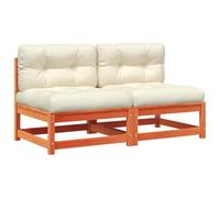 Qnhdfrt Set 2 Divani da Giardino in Pino Marrone Cera con Cuscini Crema