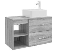 Qnhdfrt Set 2 Mobili Bagno Sospesi Grigio Sonoma Legno Ingegnerizzato