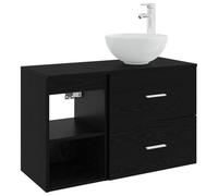 Qnhdfrt Set 2 Mobili da Bagno Sospesi Mobile Sotto Lavabo Rovere Nero