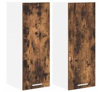 Qnhdfrt Set 2 Pensili Cucina Riga Rovere Affumicato Bianco 30x31x80 cm
