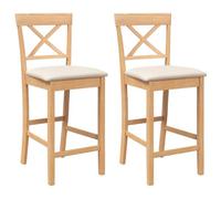 Qnhdfrt Set 2 Sgabelli da Bar Legno Massello con Cuscino Naturale | Sedie alte con comodo schienale e morbida imbottitura, ideali per completare l'isola della cucina o la taverna.
