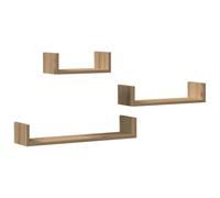 Qnhdfrt Set 3 Mensole da Muro Rovere in Legno Ingegnerizzato | Scaffali sospesi utili a ottimizzare lo spazio nel soggiorno o corridoio, adatti per esporre foto e piante.
