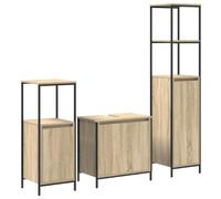 Qnhdfrt Set 3 Mobili Bagno Colonna e Sottolavabo Rovere Sonoma Nero