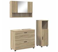 Qnhdfrt Set 3 Mobili da Bagno Sospesi Legno Rovere Sonoma
