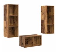 Qnhdfrt Set 3 Mobili TV Sospesi da Parete in Legno Ingegnerizzato | Soluzione salvaspazio per il soggiorno con 3 moduli sospesi dal design moderno minimalista in finitura legno vecchio.