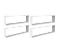 Qnhdfrt Set 4 Mensole da Parete a Cubo Bianco 100x15x30 cm in Legno