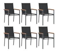 Qnhdfrt Set 6 Sedie da Giardino in Textilene e Acciaio Nero 55x61,5x90 cm