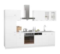 Qnhdfrt Set 8 Mobili Cucina Componibili in Truciolato Bianco Lyon | Arredamento modulare per ottimizzare lo spazio in cucina, con pensili e basi per riporre stoviglie ed elettrodomestici.