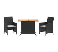 Qnhdfrt Set Bistrò 3 Pezzi in Polyrattan e Legno per Giardino Balcone | Ideale per arredare il balcone o terrazzo, con sedie salvaspazio riponibili sotto il tavolo e morbidi cuscini imbottiti.