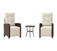 Qnhdfrt Set Bistrò da Giardino 3 pz in Rattan PE Marrone con Tavolo | Mobiletto per balcone e terrazzo con due sedie reclinabili e cuscini sfoderabili per momenti di relax all'aperto.