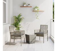 Qnhdfrt Set bistrò da giardino con cuscino, grigio, quadrato, 2 pezzi, in polyrattan sintetico, per balcone, terrazza, piccoli spazi, compatto e resistente alle intemperie