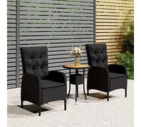 Qnhdfrt Set Bistro Mobili da Giardino Nero 3 Pezzi Poly Rattan Set con Tavolo e 2 Sedie per Balcone Terrazza Giardino