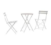 Qnhdfrt Set Bistro Pieghevole da Esterno 3 Pezzi in Acciaio Beige | Set salvaspazio pieghevole con sedute traspiranti, ideale per arredare piccoli spazi esterni come balcone e terrazza.