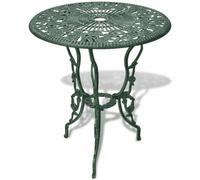 Qnhdfrt Set Bistrot 3 Pezzi in Alluminio Fuso e Ghisa per Giardino Verde | Elegante arredo da esterno floreale per balcone, terrazzo e veranda, composto da un tavolo rotondo e due sedie.