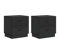 Qnhdfrt Set da 2 Comodini Neri in Legno Ingegnerizzato 43x34,5x44,5 cm | Mobiletti con cassetti spaziosi per organizzare la camera da letto, ideali accanto al letto o nella stanza degli ospiti.
