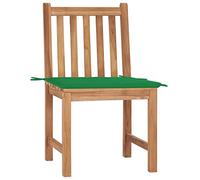 Qnhdfrt Set da 2 Sedie da Giardino in Legno di Teak con Cuscini Verdi