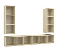 Qnhdfrt Set da 4 Mobili Porta TV a Parete 37x37x107 cm Rovere Sonoma | Mobiletto sospeso multiuso per soggiorno o camera da letto, installabile in orizzontale o verticale con 3 vani.