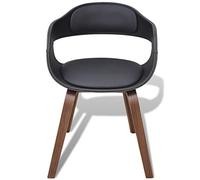 Qnhdfrt Set da 4 Sedie da Pranzo in Legno Curvato e Similpelle Nera | Poltroncine ergonomiche con braccioli e imbottitura in schiuma, ideali per arredare la sala da pranzo o il soggiorno.