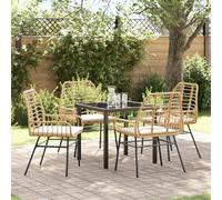 Qnhdfrt Set da 5 pezzi da giardino con cuscini imbottiti in rattan sintetico, per terrazze, balconi, giardini, design moderno, robusto, leggero, resistente alle intemperie, mobili da esterno