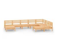 Qnhdfrt Set da 9 pezzi da giardino in legno di pino massiccio non trattato, design modulare in pallet per terrazza e giardino, 3 angoli, 4 elementi centrali, 2 sgabelli/tavoli