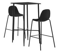 Qnhdfrt Set da bar da 3 pezzi, nero, con tavolo quadrato e 2 sgabelli da bar, tavolo moderno da 60 x 60 cm e tavolo da bistrò con sedili ergonomici in tessuto, per cucina, sala da pranzo o ristorante