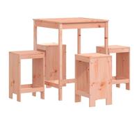 Qnhdfrt Set da Bar da Giardino 5 pz in Legno Massello di Douglas | Design salvaspazio per terrazzo e balcone con robusto piano d'appoggio e quattro sgabelli riponibili sotto il tavolo