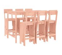 Qnhdfrt Set da Bar da Giardino 7 Pezzi in Legno Massello di Douglas | Tavolo alto con sei sgabelli dotati di schienale e poggiapiedi per pranzi all'aperto in patio, balcone o veranda.