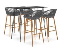 Qnhdfrt Set da bar moderno da 5 pezzi, con 1 tavolo da bar e 4 sgabelli da bar, set tavolo da pranzo per cucina e sala da pranzo, tavolo da bistrò, 120 x 60 x 105 cm, con struttura in metallo, sedute