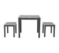 Qnhdfrt Set da Giardino 3 Pezzi Tavolo e 2 Panche Plastica Marrone | Ideale per terrazzo e giardino, pronto all'uso senza montaggio, struttura robusta in plastica marrone facile da pulire.