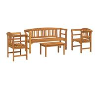 Qnhdfrt Set da Giardino 4 Pezzi in Legno di Acacia con Intaglio Rosa
