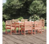 Qnhdfrt Set da giardino 7 pezzi in legno di Douglas massiccio non trattato con 6 sedie e tavolo 159,5 x 82,5 x 76 cm per terrazza giardino e balcone