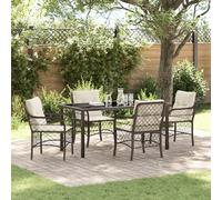 Qnhdfrt Set da giardino in rattan sintetico, 5 pezzi, marrone, con cuscino per terrazze, balconi, verande, design moderno e robusto