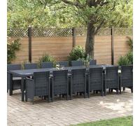 Qnhdfrt Set da pranzo da giardino, 13 cucchiai, colore antracite, moderno, in polyrattan, con 12 sedie, per terrazza, balcone e giardino