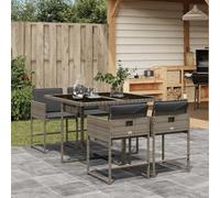 Qnhdfrt Set da pranzo da giardino, 4 sedie con cuscino, in rattan sintetico, pieghevole, 110 x 106 cm, per terrazza, balcone, giardino