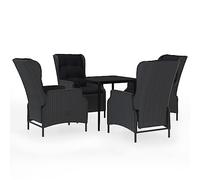 Qnhdfrt Set da Pranzo da Giardino 5 pz Tavolo e 4 Sedie Grigio Scuro | Arredo esterno per patio e terrazzo con tavolo quadrato in vetro e sedie reclinabili dotate di regolazione a gas.