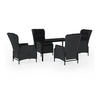 Qnhdfrt Set da Pranzo da Giardino 5 Pz Tavolo e 4 Sedie Reclinabili | Mobili da esterno per terrazzo e patio con tavolo in vetro, sedie regolabili e cuscini imbottiti sfoderabili.