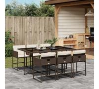 Qnhdfrt Set da pranzo da giardino, 7 cucchiaini con cuscino, in polietilene, sedie pieghevoli e tavolo per terrazza, balcone, giardino