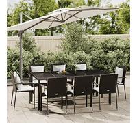 Qnhdfrt Set da pranzo da giardino, 9 pezzi, in rattan sintetico, con cuscino, design moderno, per esterni, per giardino, balcone, terrazza