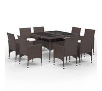 Qnhdfrt Set da Pranzo da Giardino 9 Pz in Polyrattan con Tavolo Marrone