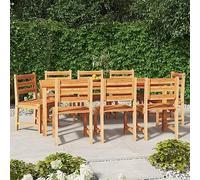 Qnhdfrt Set da pranzo da giardino in teak, 9 pezzi, tavolo da pranzo e 8 sedie, design moderno, per terrazza, balcone e giardino
