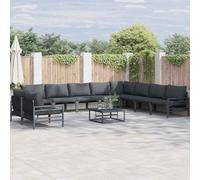 Qnhdfrt Set di 10 divani da giardino, in acciaio, per esterni, con cuscino, design moderno, 400 x 320 x 71 cm, per terrazze, giardino, lounge