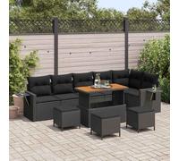 Qnhdfrt Set di 10 divani da giardino in polyrattan nero con cuscino, design modulare, tessuto a mano, piedini regolabili, resistenti alle intemperie, per terrazze, balconi, giardini